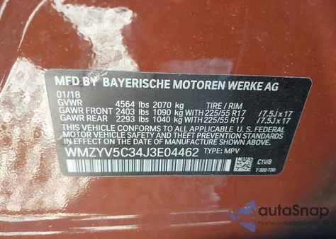 2018 Mini Countryman Cooper z USA, uszkodzony, nr VIN WMZYV5C34J3E04462